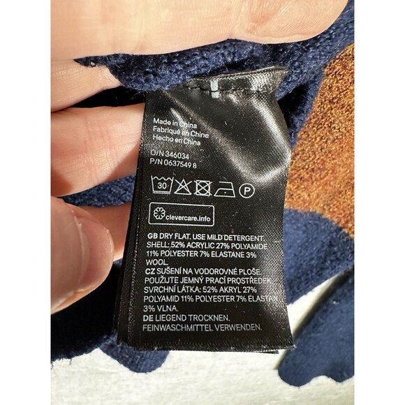 H&M Blue & Brown Striped Long Sleeve Color Block Sweater Women’s Size Small - Picture 7 of 7